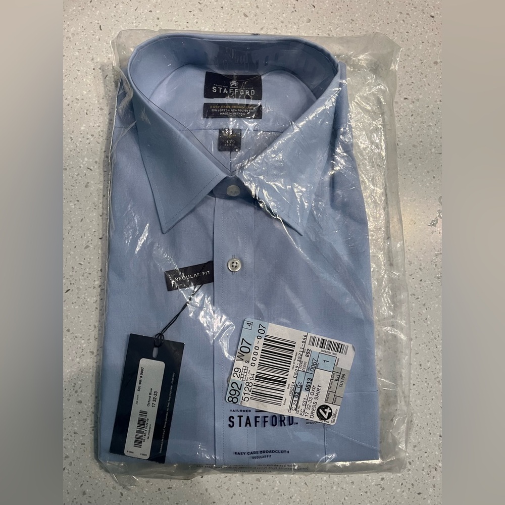 BRAND NEW Stafford Blue Dress Shirt Classic Professional Style - Picture 2 of 5